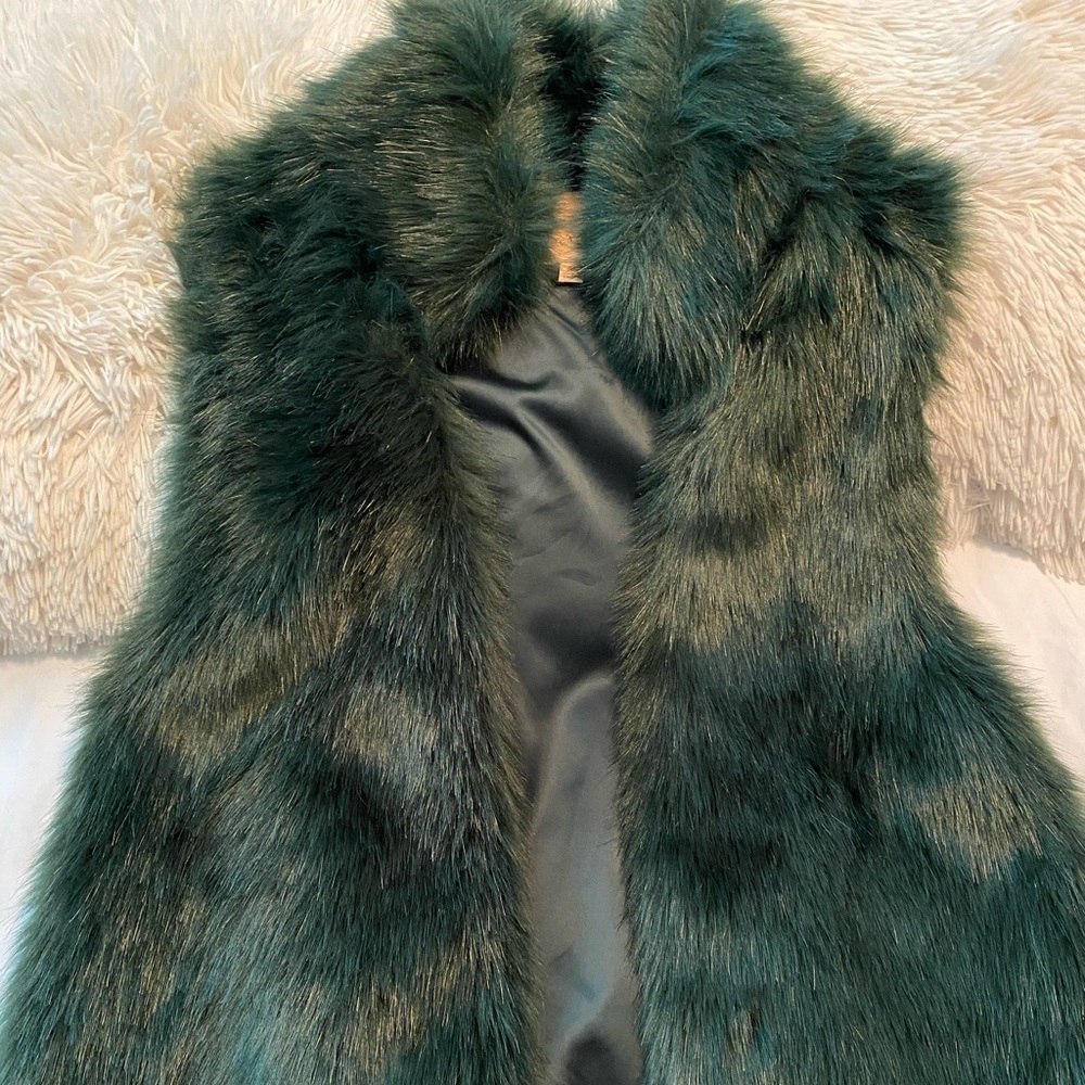 Faux Fur Vest - Emerald Green